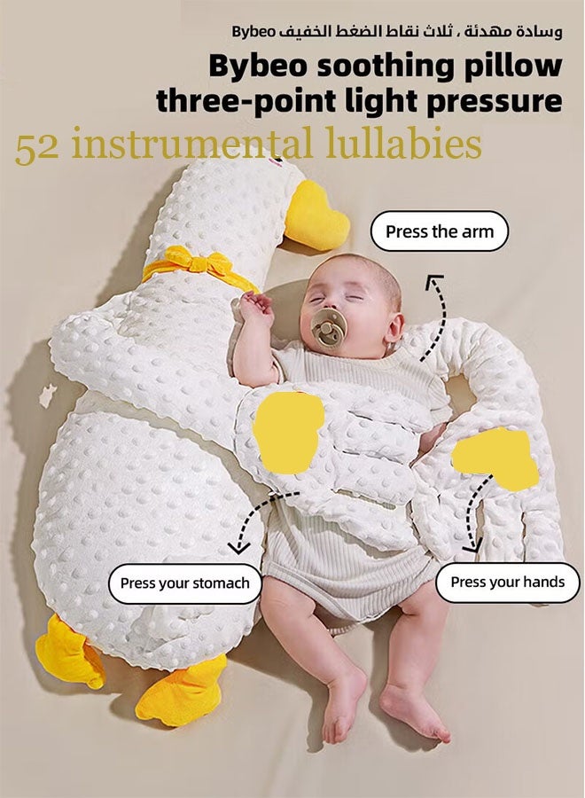 أجريون دمية تهدئة نوم الأطفال بكف مهدئ آلي، 52 أغنية آلاتية للأطفال، وسادة تربيت للمواليد، مهدئ نوم الأطفال، وسادة نوم ورضاعة للأطفال مع جهاز تحكم عن بعد، وسادة إرهاق الرضع لمنع الارتجاج، شكل بطّة لطيف. - Image 1